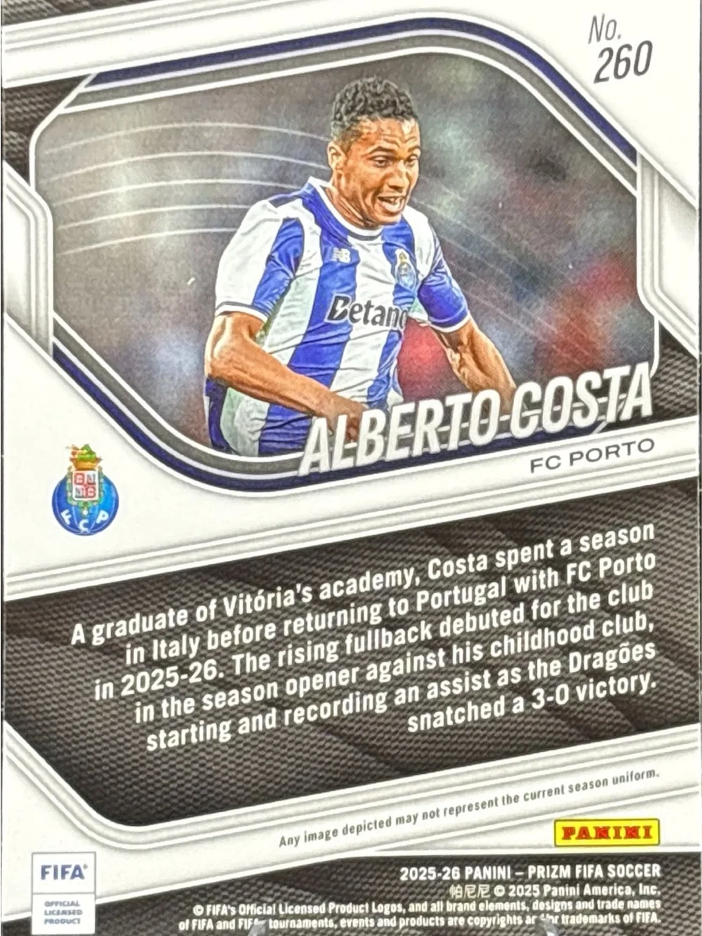 Panini Alberto Costa Rookie Soccer Trading Card